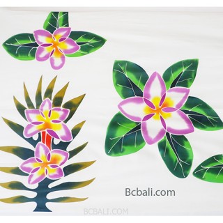 rayon sarongs handpainting flower summer beach white color made in bali